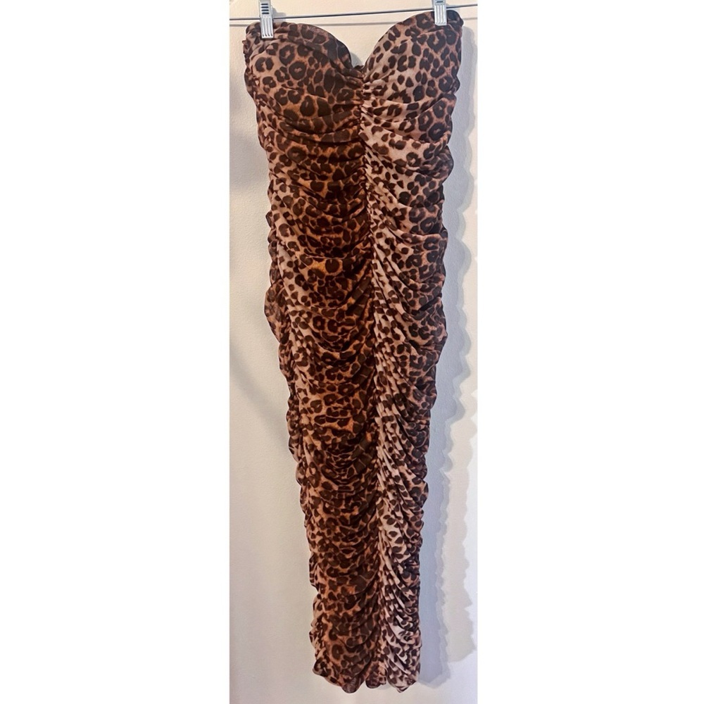 Leopard Print Ruched Maxi Dress (STREEEETCH)